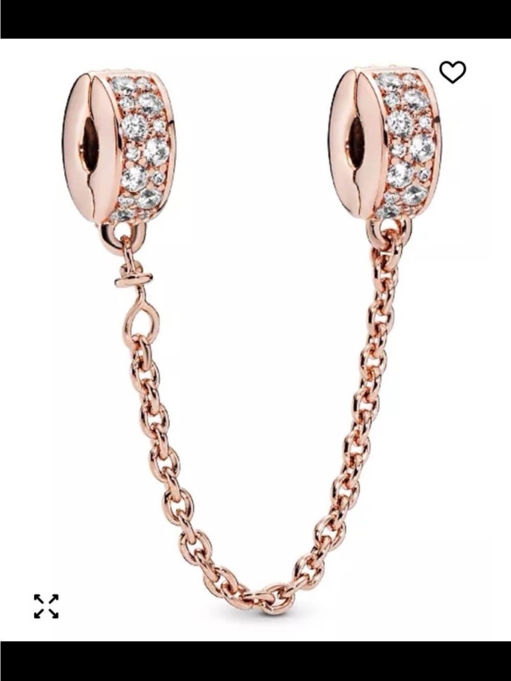 Rosegold plated on silverClear Pave Safety Chain Clip Charm store verified